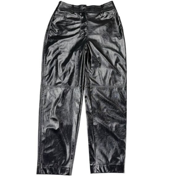 WILFRED Aritzia Funk Glossy Vinyl High Rise Slim Fit Pant Sz 2 Black - Picture 3 of 8